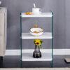 Three levels of bedside tables. The board surface is MDF, with white stickers, and both sides are transparent tempered glass. The design is simple and generous, with storage function.