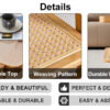 Modern simple rectangle double-layer solid wood Glass desktop tea table rattan woven Chinese side table small rectangle table suitable for living room, dining room and bedroom