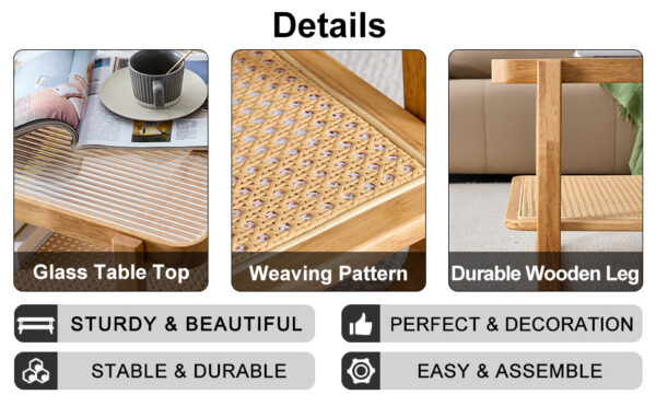 67571cd087064b108409afcfbe13c03e_20231214_c66224bf38aedc2c94de611787b33b2f Modern simple rectangle double-layer solid wood Glass desktop tea table rattan woven Chinese side table small rectangle table suitable for living room, dining room and bedroom