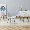Comfortable Linen-Cotton Dining Chair Set - Four Pieces in Light Gray.Integrated Seat and Backrest,Linen-Cotton Material,Curved Widened Cushion Design For More Comfort.