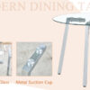 Table and chair set.Modern circular transparent tempered glass table, tempered glass tabletop, silver metal table legs.A Set of 4 White PU Comfort Dining Chairs with extended backrest.