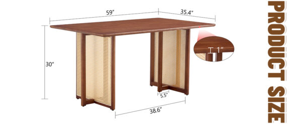 67bcbcb5ac7d4398a37c94eb9d30982c_e672b45d29bef478e69196b0231e94d8 Chinese country retro solid wood dining table,simple modern imitation rattan dining table.Suitable for dining room, living room, office.Natural Style Walnut Solid Wood Dining Table.