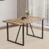 A minimalist retro rectangular dining table with a specially textured top and black metal legs.Contemporary Minimalist MDF Wood Color Textured Tabletop.Able To Give People A Visual Beauty With Rules.