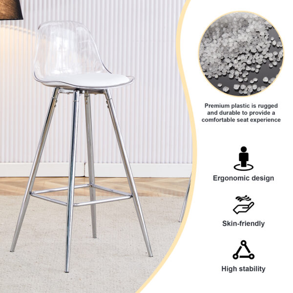 Modern and comfortable upholstered bar chairs, metal legs, small size bar chairs, suitable for part of the crowd, stylish design for dining room, kitchen, terrace and living room chairs.