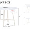 A modern minimalist circular dining table with a 42 inch diameter white patterned tabletop and white metal legs. Suitable for restaurants, living rooms, and conference rooms.