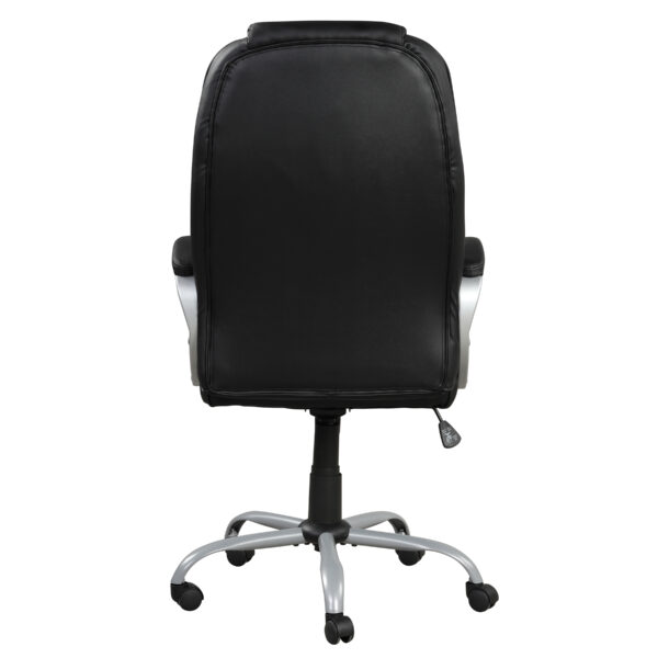 Faux Leather Height Adjustable Swivel Computer Office Chair in Black/Chrome with Padded Arms