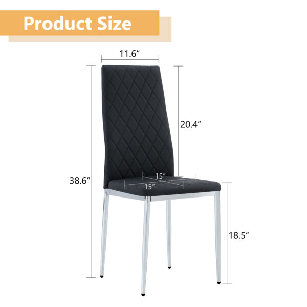 Grid armless high backrest dining chair, black chair and 6-piece set of electroplated metal legs, office chair. Suitable for restaurants, living rooms, kitchens, and offices.W115163430  0924