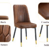Table and chair set.67"x36" Wood-Textured MDF Dining Table Set with 4 Brown Suede Chairs.MDF sticker,Wood colored texture sticker,Brown armless dining chair,Suitable for kitchen,Dining room,etc.