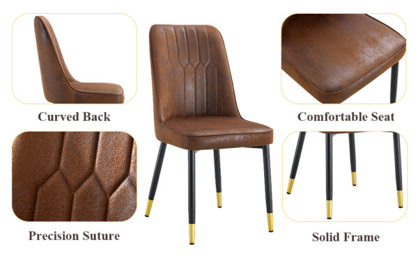 6834c789ee65498fbee6d967065e8793_11a63f2dbc204d03905d25b63b891a65 Table and chair set.67"x36" Wood-Textured MDF Dining Table Set with 4 Brown Suede Chairs.MDF sticker,Wood colored texture sticker,Brown armless dining chair,Suitable for kitchen,Dining room,etc.