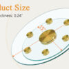 Double layer rotatable round glass.Golden aluminum plate,The rotatable design makes it convenient to retrieve and place items.The upper glass has a diameter of 20 inches,the lower glass15 inches.