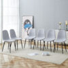 Comfortable Linen-Cotton Dining Chair Set - Six Pieces in Light Gray.Integrated Seat and Backrest,Linen-Cotton Material,Modern Home Matching.