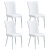 Modern minimalist dining chairs, office chairs. 4-piece set of white PU seats with silver metal legs. Suitable for restaurants, living rooms, and offices. C-008