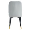 Table and chair set.The table has a glass top with imitation marble pattern stickers and stainless steel golden legs. Paried with chairs with PU artificial leather backrest cushions and black legs.