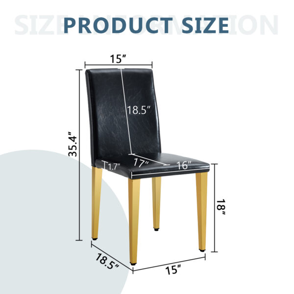 690cc55e524443409e4191471ff178a2_1ce57be232d077fbbb21301a942c4b8f Two Black PU dining chairs, Golden Metal Legs.Simple and versatile, comfortable and accompanied. Exquisite and versatile dining chairs unlock a comfortable new experience.(Set of 2)