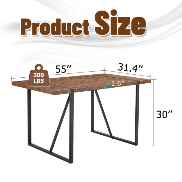 691b05c0fdb84a19b09549f2b5b12ebf_c205b59a188b8918800be28651e9948b A minimalist retro rectangular dining table with a specially textured top and black metal legs.Contemporary Minimalist MDF Dark Wood Textured Tabletop.Able To Give People A Visual Beauty With Rules.