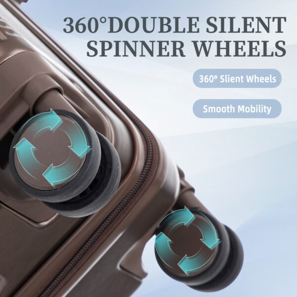 20"/24"/28" 3 pcs/set in ABS Spinner Wheel Luggage, Carry on Suitcase, Matching Color, TSA Combination Lock (Brown)