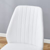 Table and chair set.Modern circular transparent tempered glass table, tempered glass tabletop, silver metal table legs.A Set of 4 White PU Comfort Dining Chairs with extended backrest.