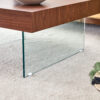 Walnut Colored Square MDF Coffee Table - 31.5"x31.5" with Tempered Glass Legs.Density Board Sticker,Reinforced Glass Legs.Walnut Colored Texture Sticker.
