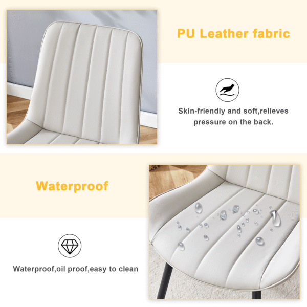 695b0d69e8d14c039f2065dbb72d73aa_825071644d9778fd00e011e6ec8c19a6 Extended Seat Cushion PU Dining Chair Set - Four Pieces,Ergonomic Design.Smooth line design,Integral metal leg structure,Can integrate well into various modern home decoration styles.