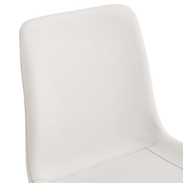 696ef2367ff649e283b3953f902c27f5_193c973df527ff30d788a552b8d88137 White artificial leather backrest cushion dining chair, black metal legs, curved widened cushion design for more comfort, suitable for restaurants, kitchens, bedrooms, offices.(4 chairs) 0502