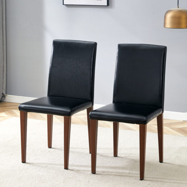 6975cc5a602546378327b969be31db30_da3fe7669540d6e016c2e1833511fdaa Two black PU dining chairs, simple and versatile, comfortable and accompanied. The exquisite and multifunctional dining chair has opened up a comfortable new experience. (2-piece set)