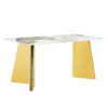 63"x31.5x30" Pandora Patterned Sintered Stone Dining Table with Golden Stainless Steel Butterfly Legs.The tabletop is designed to be scratch and heat resistant.Slabs Tabletop,Stainless Steels Legs.