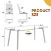 Table and chair set.71 * 35.4 inch rectangular dining table.Tempered Glass Tabletop,Silver 7-shaped Metal Table Legs.Paried With 6 White High-quality PU Chairs With Arched Metal Legs.