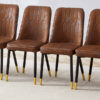 Brown Suede-like Velvet Dining Chair Set (Six Pieces)Black Metal legs,dinning chairs,brown.Bring a comfortable home experience to the kitchen, bedroom, and office.