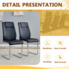Table and chair set.71 * 35.4 inch rectangular dining table.Tempered Glass Tabletop,Silver 7-shaped Metal Table Legs.Paried With 6 Black High-quality PU Chairs With Arched Metal Legs.