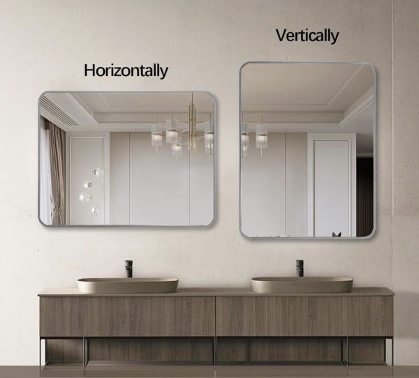 22x30 Inch Silver Metal Framed Rectangular Bathrrom Mirror for Wall.(W2203P183126)