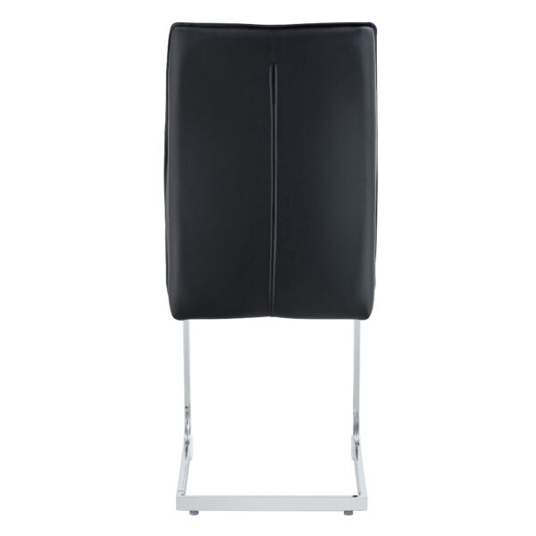 69ff933f8716437f8481e26e1aafd746_51131b5f23301254befc5e258c5710d2 Luxury Simple Arch Chair - Set of 4 Black PU Material High Resilience Dining Chair with Arched Metal Silver Leg.