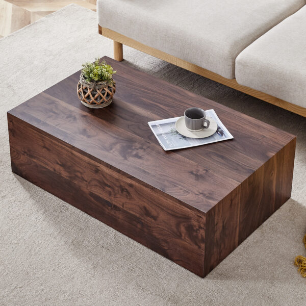 6a15a73210304e3caa6225e3216ff272_c6e0d5be0a48efd27dd072031471bd06 39.3*23.6*12 Inch Walnut Wood Grain MDF Coffee Table - Luxurious Design, Perfect Living Room Accent.Fashion texture design coffee table, suitable for various situations and scenes.