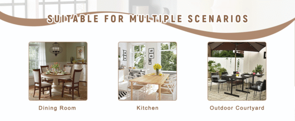 6a2166a1fc554000adb5c5c976115bf5_68ca230283648356e8afc0abbc27c8a3 Table and chair set. A 47.3-inch diameter modern spliced color circular dining table - double-layer storage.Paired With 4 Black Linen-Cotton Material High Resilience Dining Chair with Metal Black Leg.