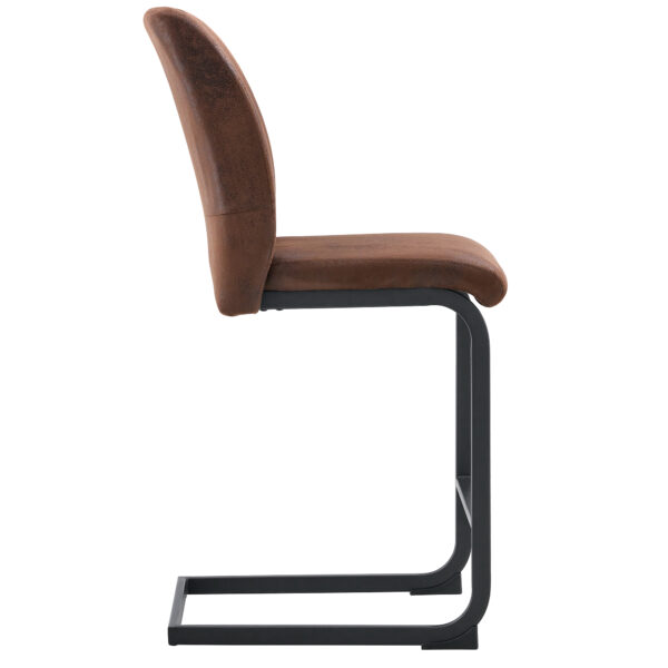 A set of two brown chairs, including suede cushions and black metal legs. Small size, suitable for select groups, suitable for dining room, kitchen, terrace and guest office chairs (set of 2)