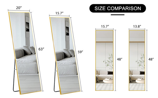 6a6b5d3af9a44eaca2840fe7e5ee76a1_20240321_e53ca764e0830b580b91dc3e82a6ac41 The 4rd generation aluminum alloy metal frame wall mounted full body mirror, bathroom makeup mirror, bedroom entrance, decorative mirror, quality upgrade, 48 "* 13.8"
