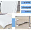 Luxury Simple Arch Chair - Set of 6 White PU Material High Resilience Dining Chair with Arched Metal Silver Leg.