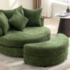Orisfur. 360° Swivel Accent Barrel Chair with Storage Ottoman & 4 Pillows, Modern Chenille Leisure Chair Round Accent for Living Room, Green