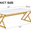 A coffee table made of rock slab material, with a smooth and natural surface that complements the modern design of the golden metal legs, making it suitable for living rooms of all sizes.47*23.6