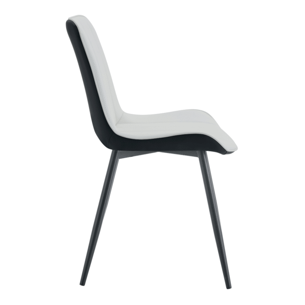 6b123e37ffe5431fa69b27a5fcdcf199_48d3cdd263de90d11a72ee72a09f3efd Extended Seat Cushion PU Dining Chair Set - Four Pieces.Smooth line design.Can integrate well into various modern home decoration styles.White and Black Splicing Colors.