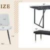 Table and chair set.Modern Black Marble Pattern MDF Dining Table Set - 55"x31.4" with 4 Extended Seat Cushion PU Dining Chairs and 1 Bench,A Choice of Subtle Luxury for Modern Homes.
