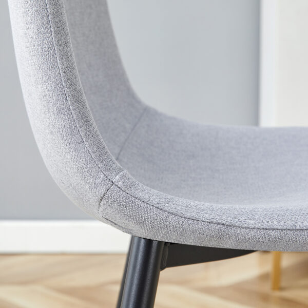 Table and chair set.Black Marble Pattern MDF Dining Table Set - 63"x35.4" with 6 Light Gray Linen Fabric Chairs.Integrated Seat and Backrest,Linen-Cotton Material.Suitable for kitchen,Dining room,etc.