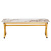A coffee table is made of rock slab material, with a natural and smooth marble pattern on the surface, which complements the modern design of the golden metal legs and adds a touch of fashion.47*23.6