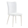 Table and chair set, MDF desktop, white metal table legs, stable and beautiful, suitable for most styles of home. Modern simple dining table, comfortable seating.