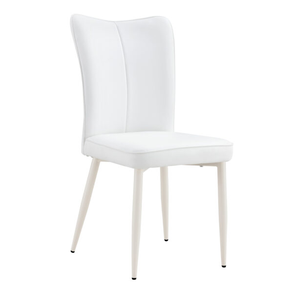 6b9fc1ae8cee4bb2a7f3deec564f10c2_c99eedad25075254a522362773ca6ad1 Table and chair set, MDF desktop, white metal table legs, stable and beautiful, suitable for most styles of home. Modern simple dining table, comfortable seating.