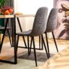 Comfortable Linen-Cotton Dining Chair Set - Six Pieces in Dark Gray.Integrated Seat and Backrest,Linen-Cotton Material,Modern Home Matching.W1151124300