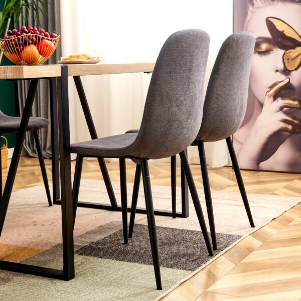 6bad152c92e74f749965c3380fbfd80a_9c2a791ff6807594c69ec620bdc70d92 Comfortable Linen-Cotton Dining Chair Set - Six Pieces in Dark Gray.Integrated Seat and Backrest,Linen-Cotton Material,Modern Home Matching.W1151124300