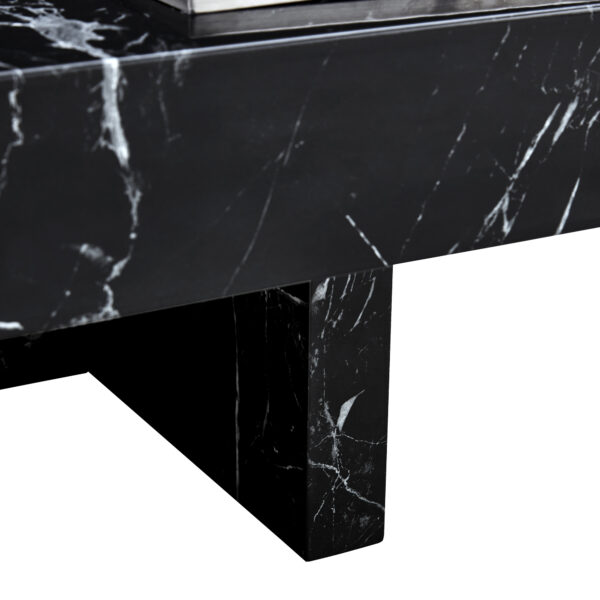 A modern and practical coffee table made of MDF material with black patterns. The fusion of elegance and natural fashion  31.4"*31.4"*12"