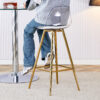 Modern and comfortable upholstered bar chairs, metal legs, small size bar chairs, suitable for part of the crowd, stylish design for dining room, kitchen, terrace and living room chairs.