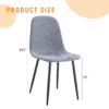 Luxury Simple Chair - Set of 4 Light Gray Linen-Cotton Material High Resilience Dining Chair with Metal Black Leg.Integral metal leg architecture,Suitable for various interior decoration styles.