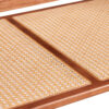 Modern simple rectangle double-layer Walnut color solid wood Glass desktop tea table rattan woven Chinese side table small rectangle table suitable for living room, dining room and bedroom